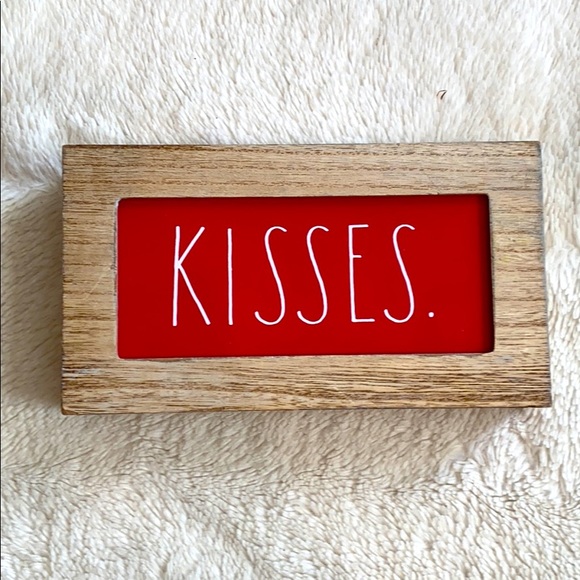 Rae Dunn Other - Rae Dunn “Kisses” Sign red wood